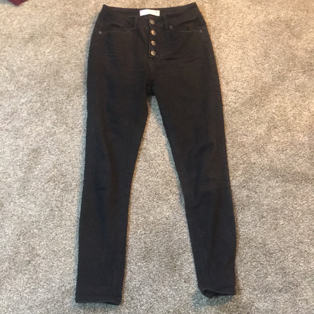 black button fly jeans